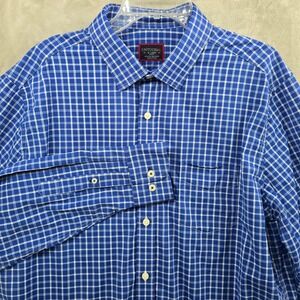 UNTUCKit Size XL Slim Fit Blue White Plaid Performance Nylon Button Down Shirt